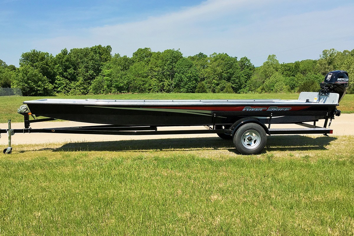 River Skiff Side view on trailer